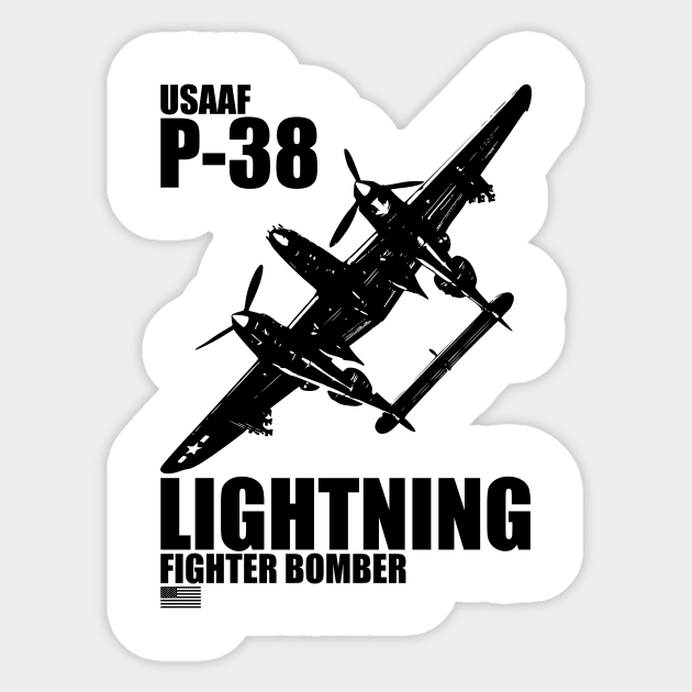 P-38 Lightning Sticker by Tailgunnerstudios